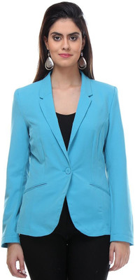 

Kotty Solid Double Breasted Formal Women's Blazer(Blue