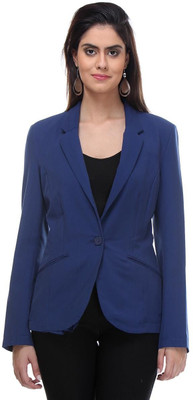 

Kotty Solid Double Breasted Formal Women' Blazer(Blue