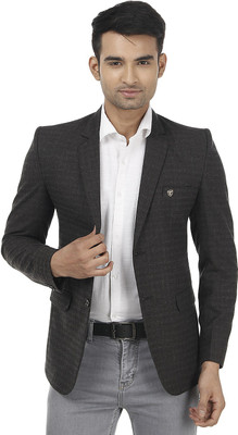 Platinum Studio Self Design Single Breasted Formal, Casual Men Blazer(Grey)