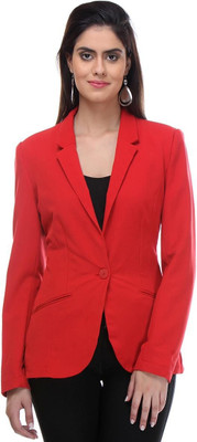 Kotty Solid Double Breasted Formal Women's Blazer(Red