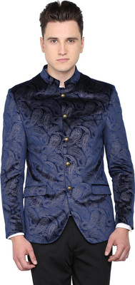 Arrow Solid Single Breasted Casual Men Blazer(Dark Blue) at flipkart