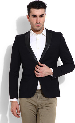 

Blackberrys Solid Single Breasted Casual Men's Blazer(Black