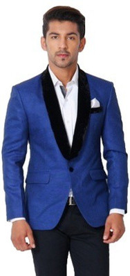 

Menjestic Solid Tuxedo Style Wedding Men's Blazer(Blue, Black;blue