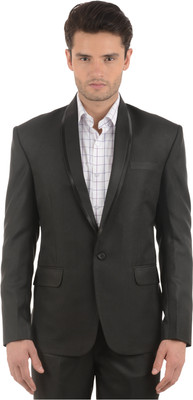 Azio Design Solid Single Breasted Casual Men Blazer(Black)