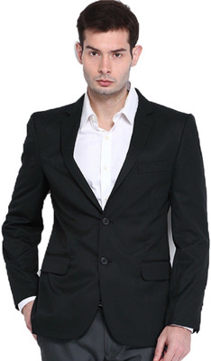 

Menjestic Solid Single Breasted Formal, Lounge Wear Men's Blazer(Black