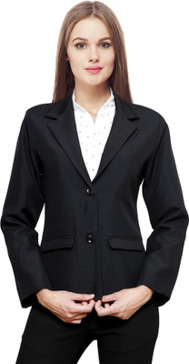 NGT Solid Double Breasted Formal Women Blazer(Black)