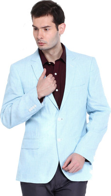 Protext Solid Single Breasted Casual Men Blazer(Blue)