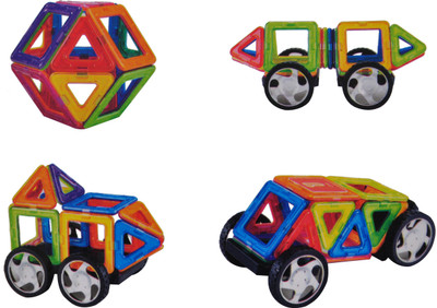 

Magic Pitara 22 Pcs. Magnetic Building Blocks Educational Construction Set with Wheels for Brain Development(Multicolor)