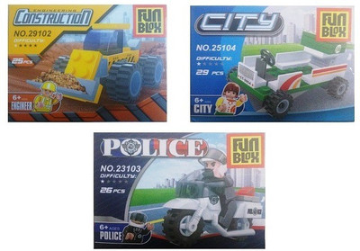 

Fun Blox CityBlock, Construction and Police Bike(Multicolor)