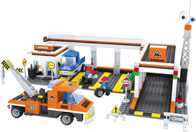 

Fun Blox City Garage With Car, Mechanics And Tow Trucks(Multicolor)