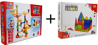 

Flying Start Magna Tiles 32 pcs + Marble Run 53 pcs(Multicolor)