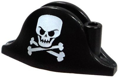 

Build A Figure Lego Loose Headgear Black Pirate Hat With Large Skull(Black)