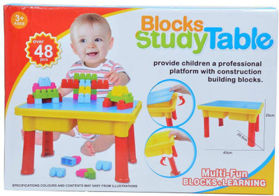 Toys Bhoomi Children’s Multi Fun Block Building + Study Table Multicolor Toys Bhoomi Blocks Building Sets