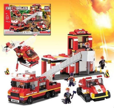 

Brictek Building Blocks Fire Station With Sound & Lights Building Set Brictek(Red)