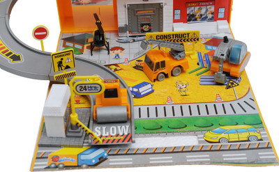 

Happy Kidz CONSTRUCTION SITE PLAY SET AND CAR CASE(Multicolor)