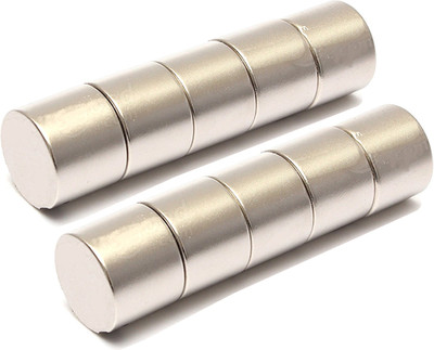 

Adraxx 10pcs N52 Strong Neodymium Discs Cylinder Rare Earth 6x10mm(Silver)
