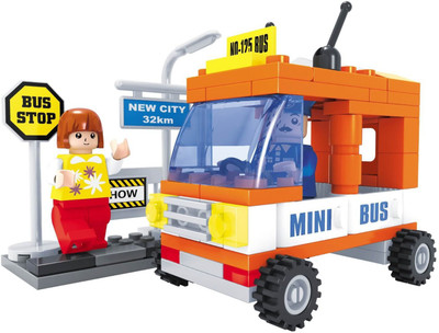 Fun Blox Cits Mini Bus Block Set (93Pcs)(Multicolor)