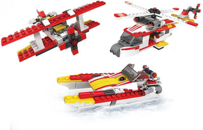 

Fun Blox 3 in 1 "Fire Brigade" Boat, Helicopter and Plane(Multicolor)