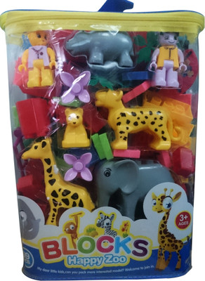 

Happy Zoo Animal Blocks Game 69 PCS(Multicolor)