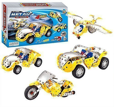 

Easy Gift Multimodel Car Plane Motorcycle Metal Model Brick Diy(Yellow)