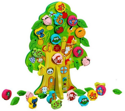 

Allin1 Wooden Animal Fruit Beads Lacing Tree Toy For Kids Ages 3+ Years(Multicolor)