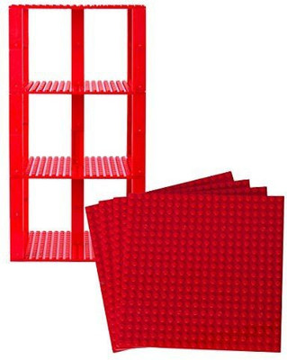 

Strictly Briks Premium Red Stackable Base Plates 4 Pack 6" X 6" Baseplate(Red)