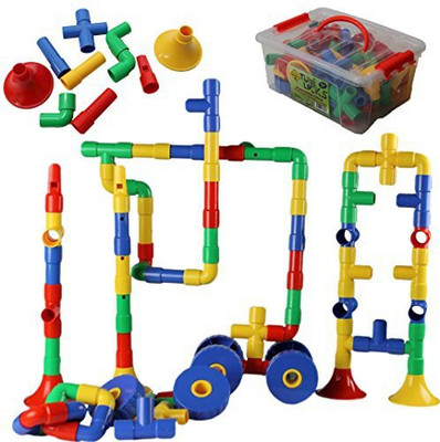 

Smart Builder Toys Tube Locks set 64 Pcs with Wheels and Music Parts with Plastic Container (View All Photos)(Multicolor)