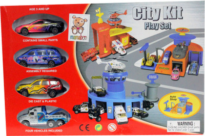 

Mamaboo Street Machine City Kit Play Set Auto Shop with 4 Vehicles(Multicolor)
