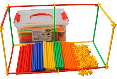 

Smart Builder Toys Straw 400 pcs set with FREE plastic container(Multicolor)