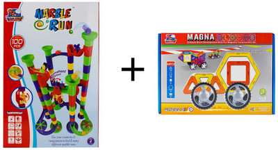 

Flying Start Magna Blocks 40pcs + Marble Run 100 pcs combo(Multicolor)