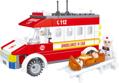 

Fun Blox City Ambulance With Nurse And Patient(Multicolor)