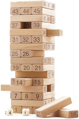 

Shape n Style Tumbling Tower 54 Wooden Building Block Party Games (20.5 cm Tall) - Toys Educational(Brown)