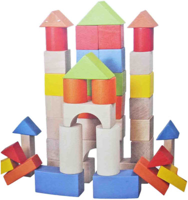 

Babysid Collections Wooden Building Blocks 50 Pieces Set(Multicolor)