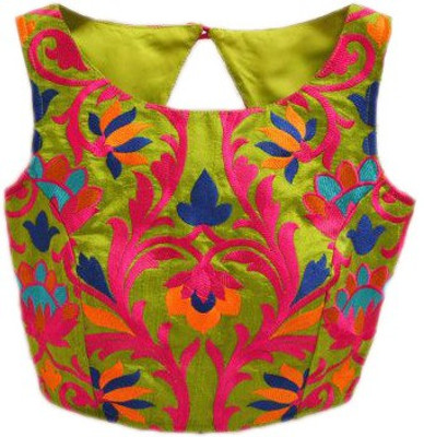 

Fabron Silk Embroidered Blouse Material(Un-stitched), Parrot