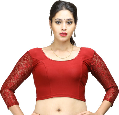 

Sreevarus Round Neck Women's Stitched Blouse, Maroon