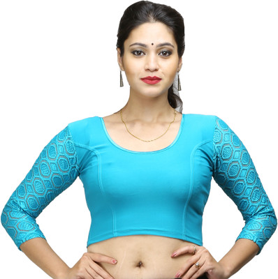 

Sreevarus Round Neck Women's Stitched Blouse, Blue