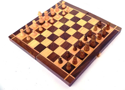 

Woodpedlar 10" Folding Chess Set With Coins Board Game