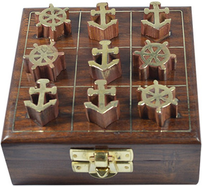 Craftuno Handcrafted Wooden Tic Tac Toe Board Game