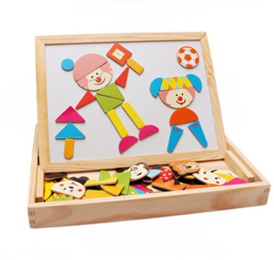 MDS Kids Wooden Magnetic Multifunctional Writing Animal Puzzle Educational Board Games Board Game
