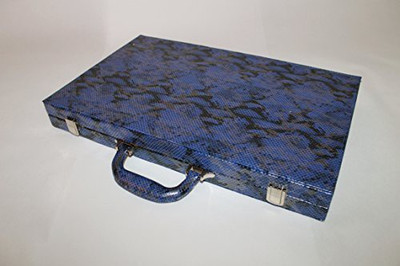 

Vive Designs 18" Luxury Python Backgammon Set Blue With Velvet Inlay Board Game