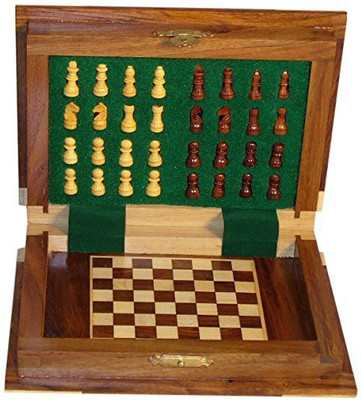 

Worldwise Imports Wood Book Style Magnetic Chess Set Board Game