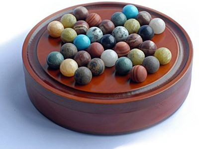 

Wood Expressions Solitaire Set With Wooden Cabinet & Stones Board Game