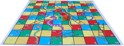 Atpata Funky 10x10 Ft Mat Snakes &Ladders & Dice 8inch (Regular Theme) Board Game