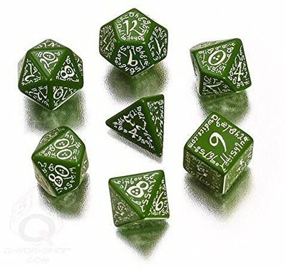 

Q Workshop Elvish Dice Green/White (7) Board Game