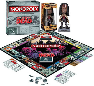 

Maven Gifts Walking Dead Monopoly With Funko Michonne Wacky Wobbler Board Game