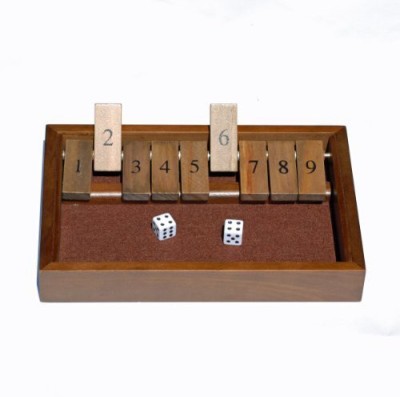 

We Games Shut The Box 9 Numbers With Dark Stained Wood Board Game