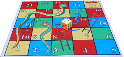

Atpata Funky 5x5 Ft Mat Snakes &Ladders & Dice 8inch Board Game