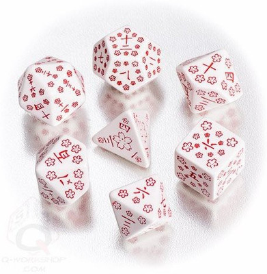 

Q Workshop Japanese Kanji Dice White/Red (7 Stk) Board Game