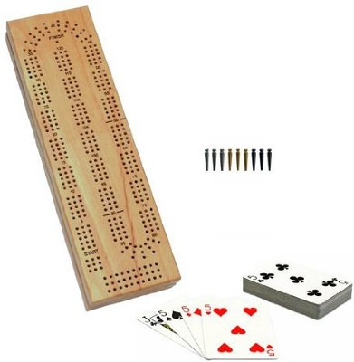 

We Games Cabinet Cribbage Set Solid Wood Continuous 3 Track Board Game