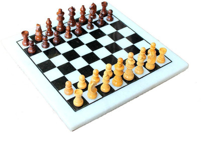 

Pooja Creation White Marble Playing Chess Board 12inch Board Game